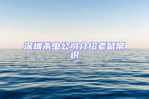 深圳殺蟲公司介紹老鼠常識