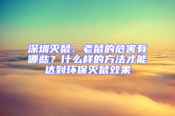 深圳滅鼠:老鼠的危害有哪些?什么樣的方法才能達到環保滅鼠效果