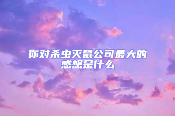 你對(duì)殺蟲滅鼠公司最大的感想是什么