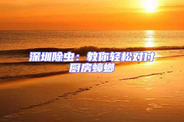 深圳除蟲:教你輕松對付廚房蟑螂